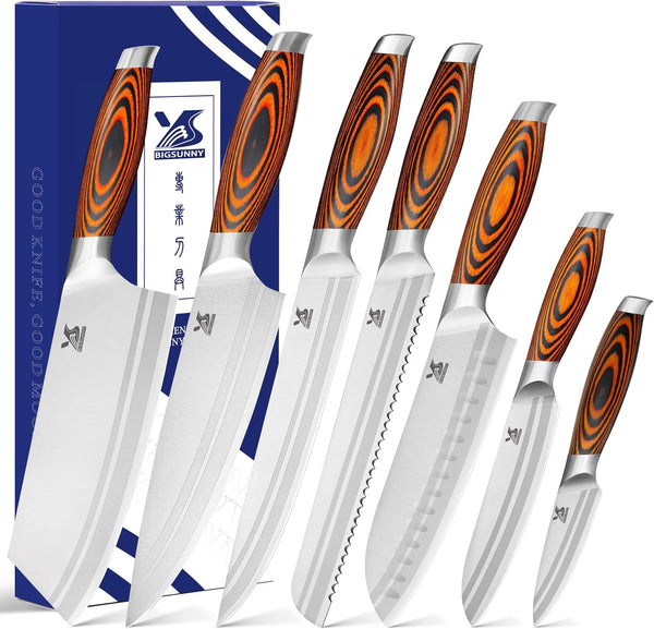 7-PCS Kitchen Knife Set, German Stainless Steel for Chef Knife Set with Pakkawood Handle, Perfect Cutlery Set Gift1