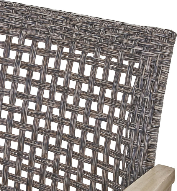 Hampton Outdoor 3 Piece Acacia Wood and Wicker Conversation Set with Club Chairs and Side Table, 28.25 "W X 31 "D X 31.5 "H, Mixed Black + Weathered Gray7