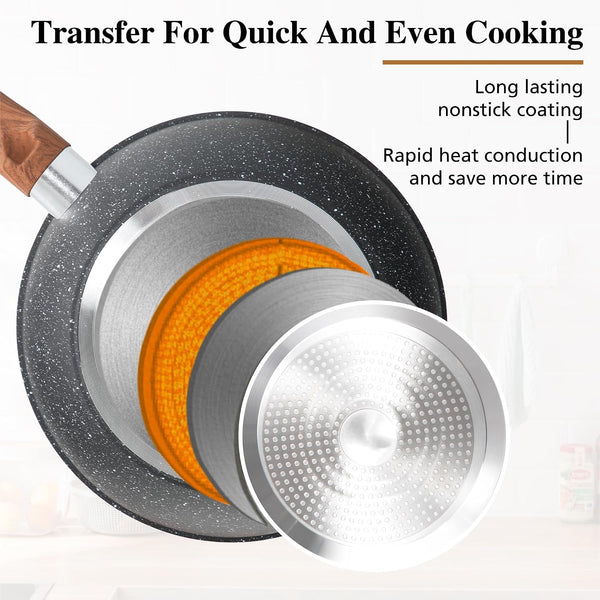 30 Pcs Pots and Pans Set Non Stick, Granite Induction Cookware | Compatible with All Cooktops, 100% PFOA, PFOS, and Toxin-Free, Even Heat Distribution5