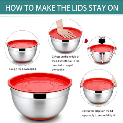 Stainless Steel Mixing Bowls with Lids, Set of 6, Multicolor7