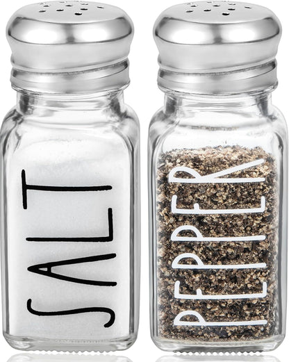 Clear Glass Salt and Pepper Shakers Set by  - Modern Kitchen Decor for Home Restaurant BBQ Camping RV - Farmhouse Kitchen Accessories - Glass Shakers & Stainless Steel Lids (Clear)1