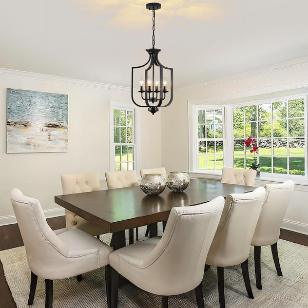 12.99'' Black Chandelier 4-Lights Farmhouse Chandeliers for Dining Room5