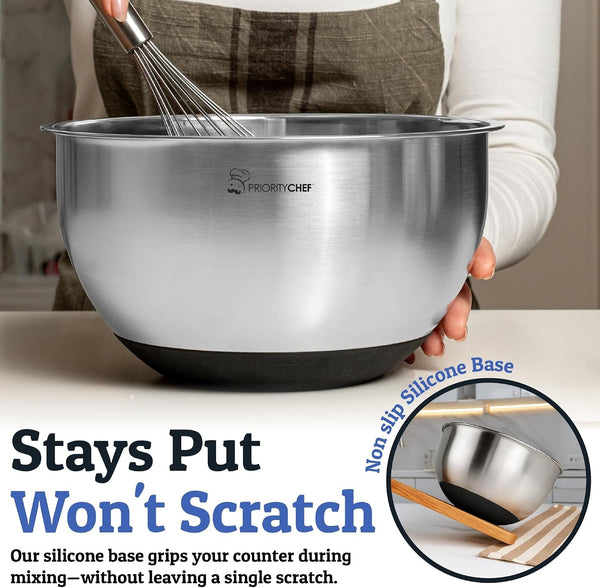 28Pc Stainless Steel Mixing Bowls with Lids Set, 1.5-5 Qt, Black9