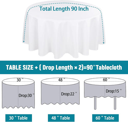 6 Packs White round Table Cloths 90 Inch White Polyester Circle Bulk Linen Tablecloth Wrinkle Resistant Tablecloths Washable High Density Fabric Tablecovers for Wedding Camping Banquet Parties2