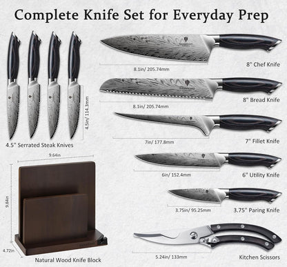 11 PCS Knife Set, Magnetic Knife Block Set in Powder Steel2