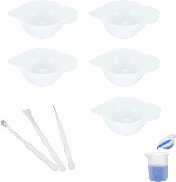 5Pcs Resin Mixing Cups Silicone Mini Measuring Bowl Set Pouring Tools and Accessories for DIY Epoxy Craft Small Silicone Cup Dispenser with Spoon and Glue Stick for Resin Art Supplies1