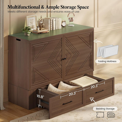 Queen Murphy Bed Cabinet with Storage Drawer & Charging Station4
