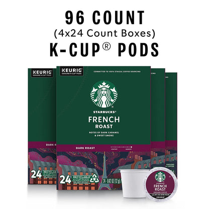 Starbucks K-Cup Coffee Pods, Dark Roast Hot or Iced Coffee, French Roast, 96 Keurig Pods2