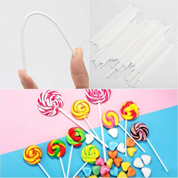 500Pcs 6 Inch White Paper Lollipop Sticks, Paper Sucker Sticks, Cake Pop Stick for Cake Toppers, Chocolate,Cookie,Rainbow Candy3