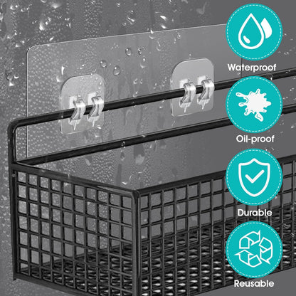 4 Pack Shower Caddy Adhesive Replacement, Strong Adhesive Sticker Hooks for Corner Shower Caddy Bathroom Shelf Basket Soap Dish Hanging Hooks Kitchen Accessories No Drilling4