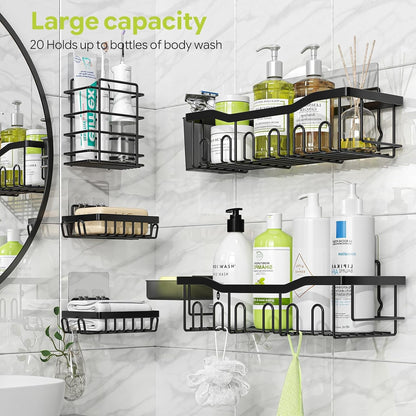 Adhesive Shower Caddy, 5-Pack Large Capacity Shower Shelves5