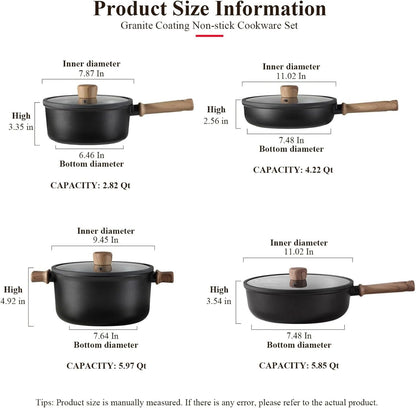 13 Pcs Pots and Pans Set Nonstick, Titanium Nonstick Cookware Sets for All Stovetops, Induction Compatible Kitchen Cooking Set with Frying Pans, Saucepans & Silicone Utensils, PFOA PFOS Free3