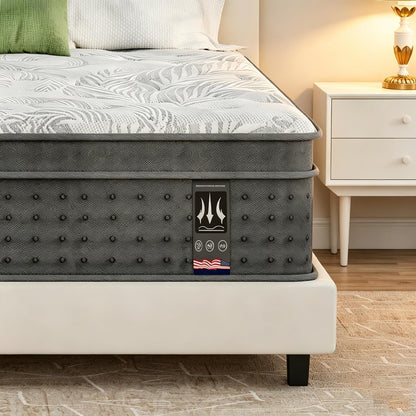 Full Size Mattress 14 Inch, Hybrid Full Mattress in a Box, Pocket Springs & Memory Foam for Motion Isolation, Medium Firm Feel, Edge Support, Certipur‑Us Certified1