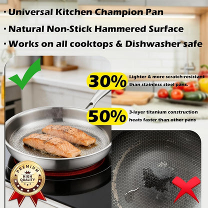 Titanium Pans for Cooking, 11.02" Food-Grade Pure Titanium Frying Pan Pro with Lid, No Coating Non-Stick | PFAS/PFOA/PTFE Free Cookware | for All Stovetops3