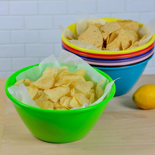 11 Inch 120 Ounce Plastic Mixing and Serving Bowls, Large Popcorn Bowls, Salad Bowls, Chip and Dip Serving Bowls, Set of 9 (Rainbow)3