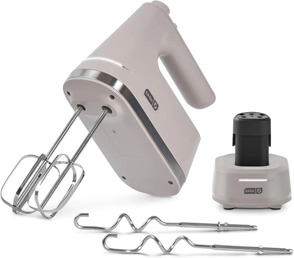 Cordless Hand Mixer, Beaters & Dough Hooks, French Grey | Handheld Electric Mixer for Baking, Whipping Cream, Cookie Dough & Cake Batter, Turbo Button, Rechargeable1