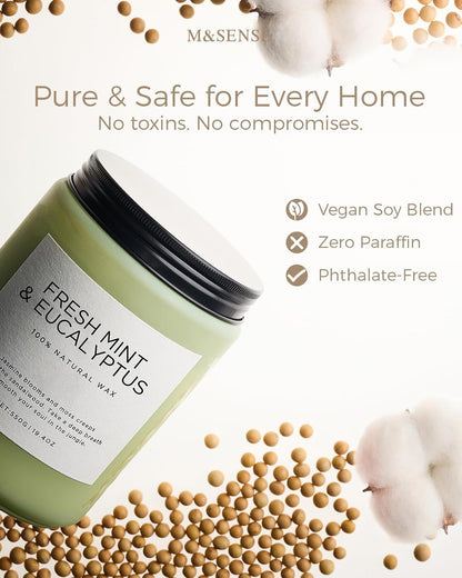 Eucalyptus & Mint Scented Jar Candle, Large 19.4Oz Natural Soy Wax3