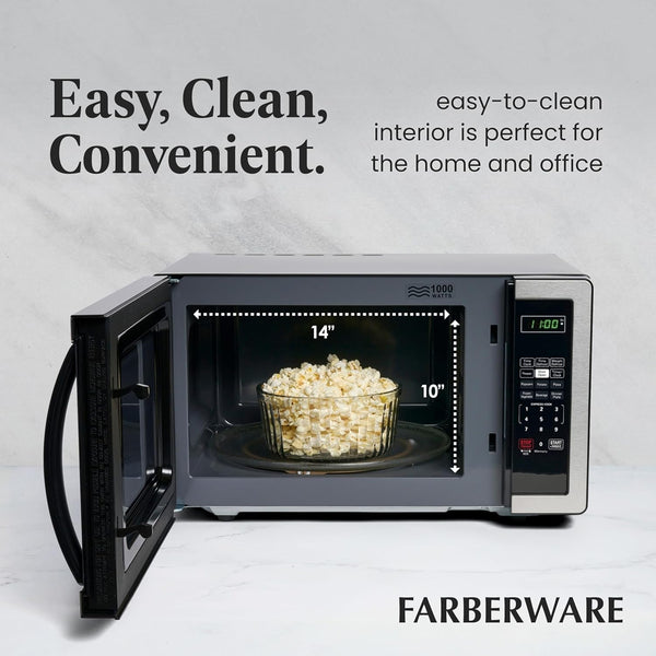 1.1 Cu. Ft. Countertop Microwave Oven – 1000 Watts Power, Auto Cook Settings, Defrost, Easy Clean and Child Safety Lock - Stainless5