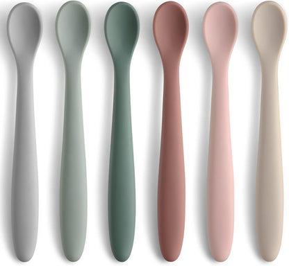 6-Piece Silicone Baby Feeding Spoons, First Stage Infant Spoons, Soft-Tip Easy on Gums I Baby Training Spoon | Infant Utensils Feeding Supplies, Dishwasher & Boil-Proof1