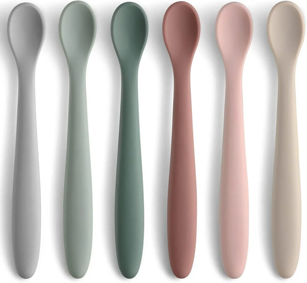 6-Piece Silicone Baby Feeding Spoons, First Stage Infant Spoons, Soft-Tip Easy on Gums I Baby Training Spoon | Infant Utensils Feeding Supplies, Dishwasher & Boil-Proof1