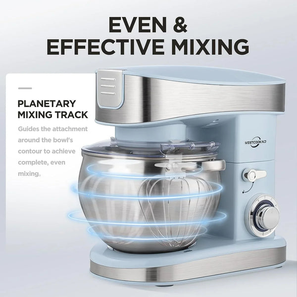 Stand Food Mixer 6.3 Qt Tilt-Head 400W 6-Speed Blue | Kitchen Electric Mixer with Stainless Steel Bowl, Pulse Motor, Dough Hook,Whisk,Beater,Household Standing Mixer for Baking7
