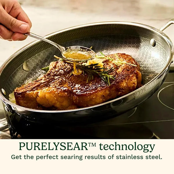 Fusionplus Hybrid Stainless Steel Pan, Nonstick & Oven Safe, 12” | Stainless Steel Pan with Ceramic, Non Stick Frying Pan for Searing/Browning, Induction and Oven Safe to 500°F, FPS22-30H3