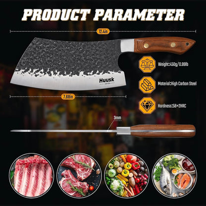 Meat Cleaver Knife Heavy Duty, 7 Inch Butcher Knife for Meat Cutting7
