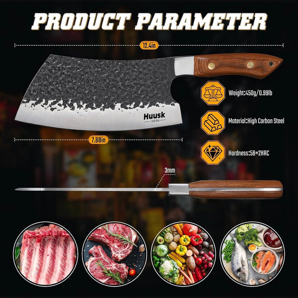 Meat Cleaver Knife Heavy Duty, 7 Inch Butcher Knife for Meat Cutting7