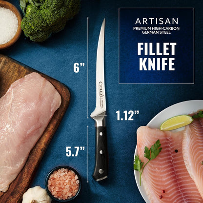 7" Fillet Knife for Fish & Meat and 6" Boning Knife – Razor Sharp, Flexible High Carbon German Steel, Full Tang Ergonomic Handle Design4