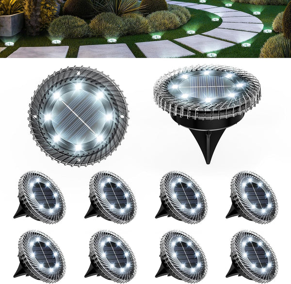 10 Pack Small Solar Ground Lights, Garden Lights Cool White1