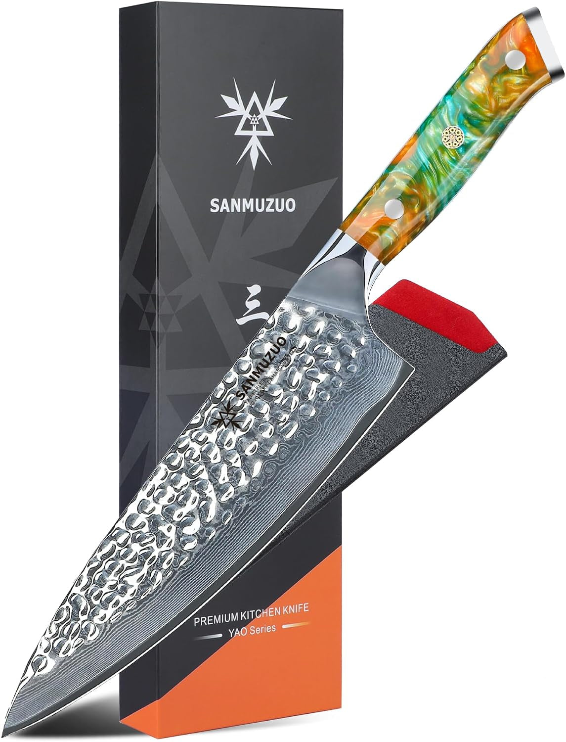 8-chef-knife-professional-kitchen-knife-hammered-damascus-steel-resin-handle-yao-series