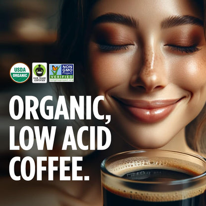 Perfect Low Acid USDA Organic Coffee Ground, Fair Trade, 11Oz | Dark Roast, Single Origin, French Press, Drip Coffee Brewers, Mycotoxin Free2