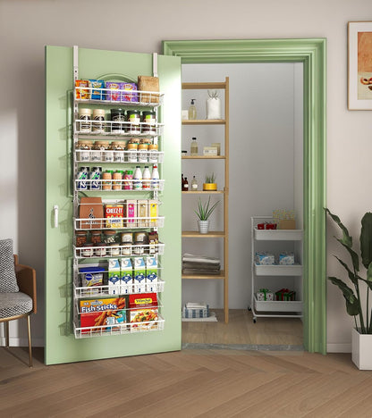 over the Door Pantry Organizer, Wall Mount Spice Rack 8-Tier White5