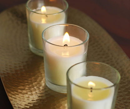 48-Pack Clear Glass Votive Candles – 10–12 Hour Long Burn, Unscented, Ivory, Bulk Set for Weddings, Events & Table Centerpieces –6