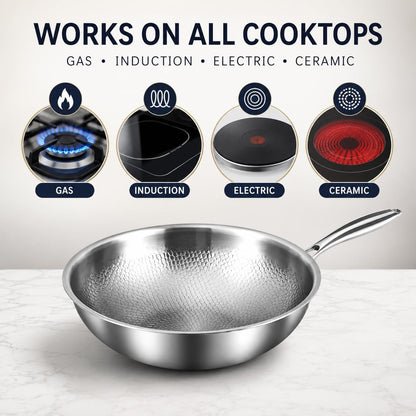 Titanium Wok with Lid, Titanium Wok Pan for Cooking, Non Stick Titanium Frying Pan, No Coating Titaniums Nutri Pans, PFAS/PFOA/PTFE Free, Titanium Cookware with All Cooktops7
