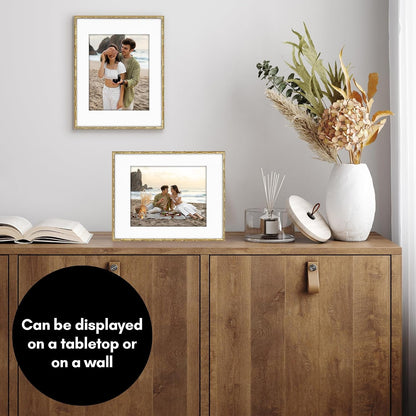 11X14 Bamboo Picture Frame - Matted to 8X10 - Metal - Gold4