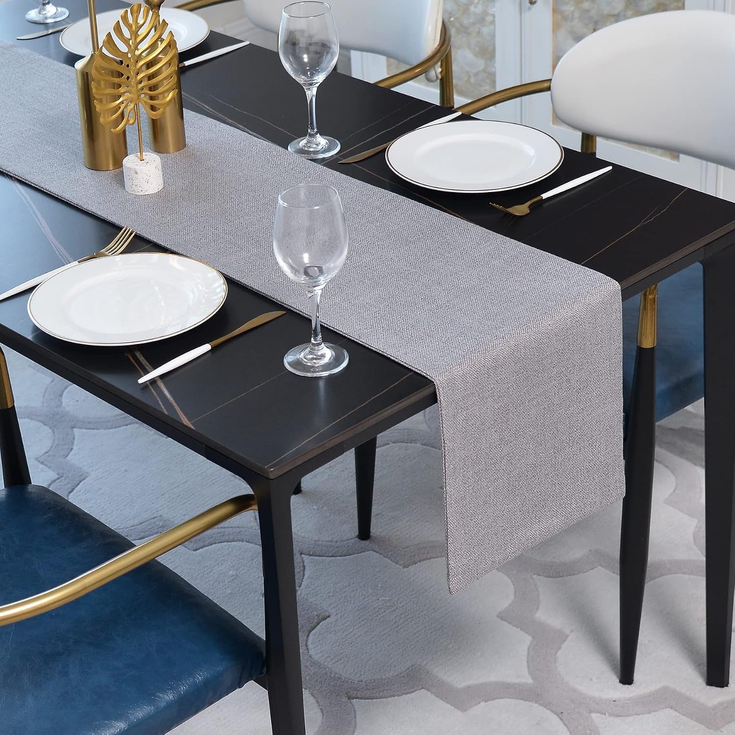 soft-caddice-faux-linen-table-runner-cloth-2-side-for-kitchen-family-dinners-or-gatherings-indoor-or-outdoor-parties-everyday-use-12-x-108-seats-8-10-people-grey
