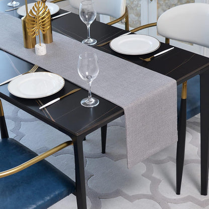 Soft Caddice Faux Linen Table Runner Cloth 2 Side for Kitchen Family Dinners or Gatherings, Indoor or Outdoor Parties, Everyday Use (12 X 108, Seats 8-10 People), Grey1