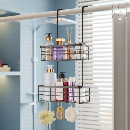 Hanging Shower Caddy Organizer - No Drilling Shower Organizer with Hooks, Rustproof & Waterproof 304 Stainless Steel Bathroom Shelves - Black8