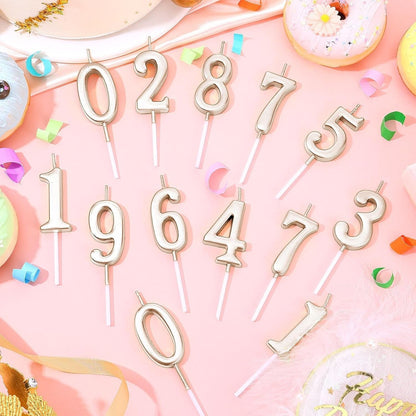 32 Pcs Numeral Birthday Candles Champagne Cake (Champagne)3