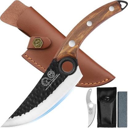 FULL TANG 6 Inch Boning Knife with Leather Sheath, Pakka Wood Handle1