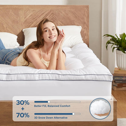 Queen Mattress Topper, Thick Pillow Top Bed Cover Soft Mattress Pad | Mattress Cover for Back Pain Relief,Cooling Deep Pocket 6-18" Fits Queen Mattresses for Couples, Bedrooms and Guest Rooms2