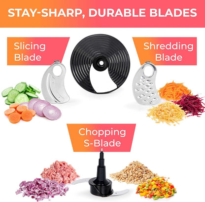 Mueller Ultra Prep Food Processor Chopper for Dicing, Slicing, Shredding, Mincing, and Pureeing, Food Chopper for Vegetables, Meat, Grains, Nuts, 8 Cup, Silver | for Dicing, Slicing, Shredding, Mincing, Pureeing, Food Chopper for Vegetables, Meat, Grains, Nuts, Silver5