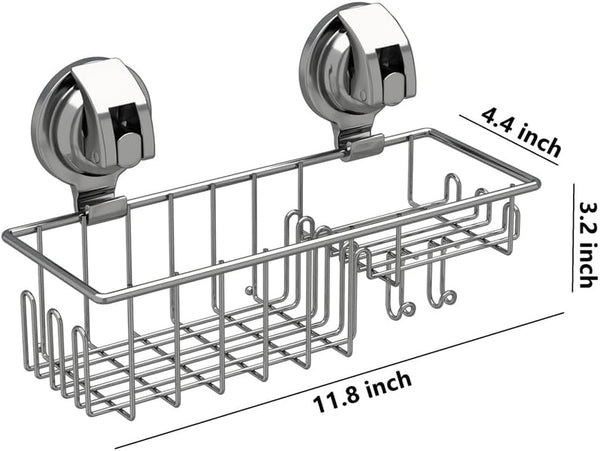 Suction Cup Shower Shelf, Shower Caddy Soap Dish with Hooks for Sponge, Rust Proof 304 Stainless Steel, Silver7