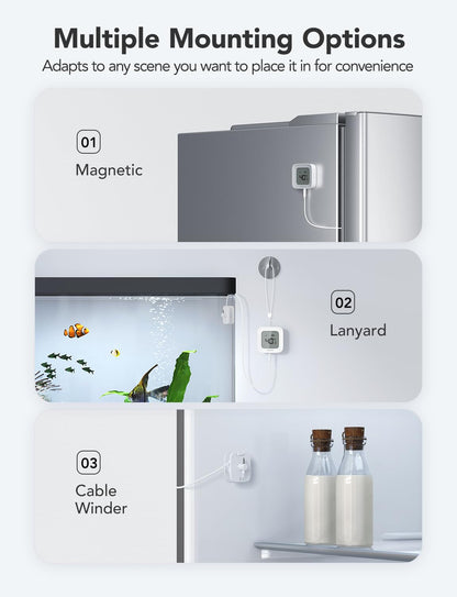 Wifi Refrigerator Thermometer 2-Pack with Gateway & LCD Display | Freezer Alarm Fridge Monitor with App Alerts & Anti-False, 197Ft Range, 2-Yr Data Export. for Freezer/Fish Tank/Hot Tub6