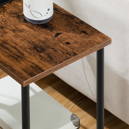 Side Table with Charging Station, Set of 2 End Tables with USB Port and Outlets, Nightstand with 2-Layer Storage Shelves for Small Spaces, Living Room, Bedroom, Rustic Brown BF09UBZP2019