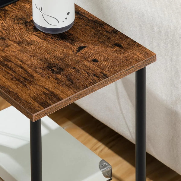 Side Table with Charging Station, Set of 2 End Tables with USB Port and Outlets, Nightstand with 2-Layer Storage Shelves for Small Spaces, Living Room, Bedroom, Rustic Brown BF09UBZP2019