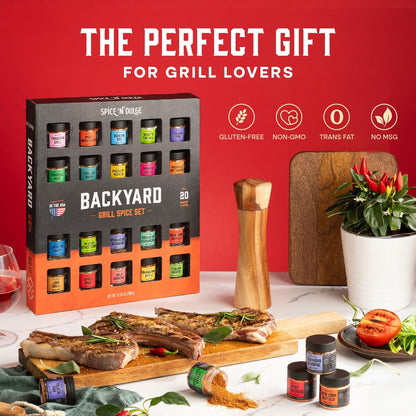 Grilling Spice Set Grill Seasoning Gifts, 20 Unique Spices and Seasonings Jars Gift Set, BBQ Gifts for Men, Dad, Husband, Father, Flavors like Chili, Cajun, Garlic, Steak, Rub, Herbs, Blend and More4