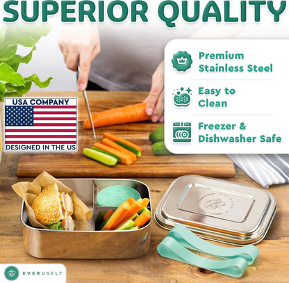 Stainless Steel Bento Box + Condiment Container - Green, 27Oz / 0.8 L3