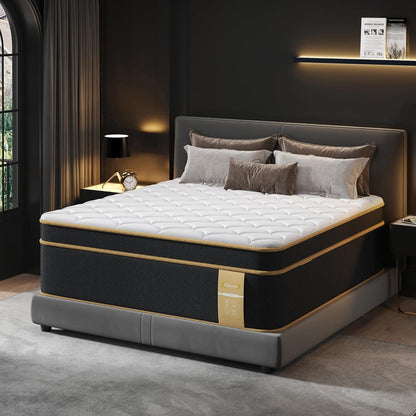 Luxury California King Mattress 12 Inch, Hotel Collection Hybrid Gel Memory Foam Mattress Cal King Size Bed in a Box, Pressure & Back Pain Relief, 7-Zone Pocket Springs, Lumbar & Hip Support1